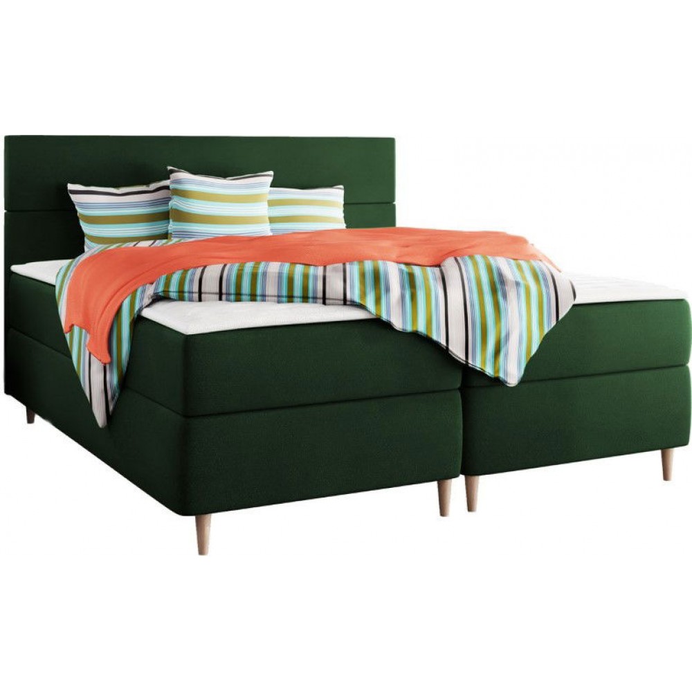 Επενδυμένο κρεβάτι Flo με στρώμα και ανώστρωμα-Prasino-180 x 200
