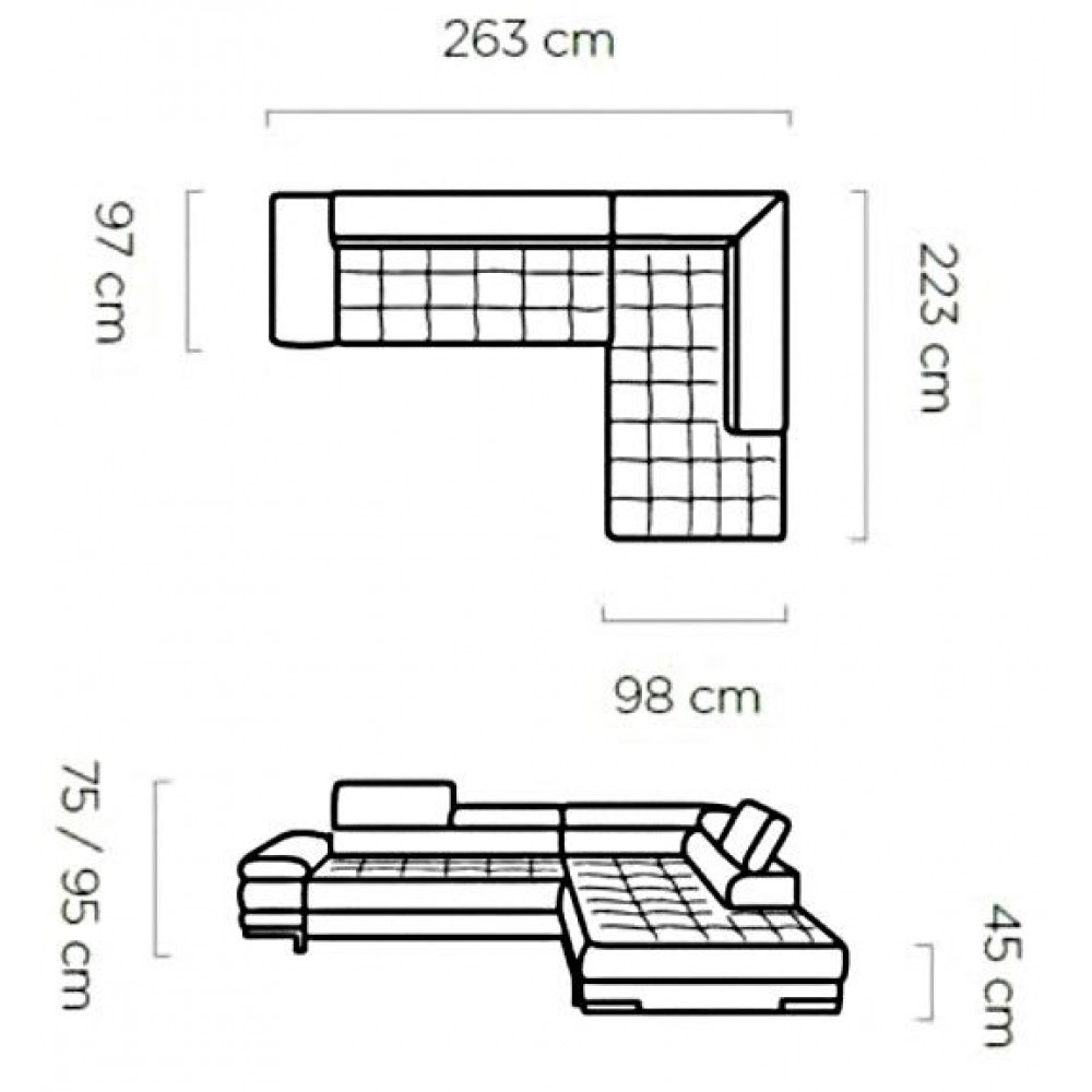 Γωνιακός καναπές Sapphire-Mple-Αριστερή