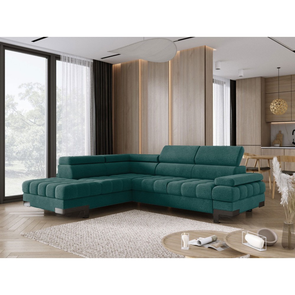 Γωνιακός καναπές Sapphire-Prasino-Αριστερή