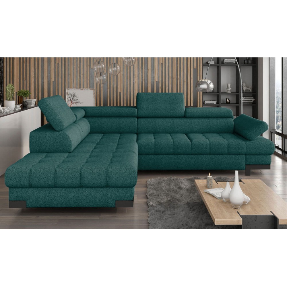 Γωνιακός καναπές Sapphire-Prasino-Αριστερή