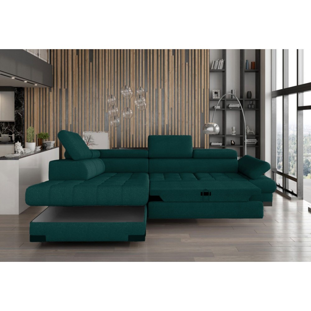 Γωνιακός καναπές Sapphire-Prasino-Αριστερή