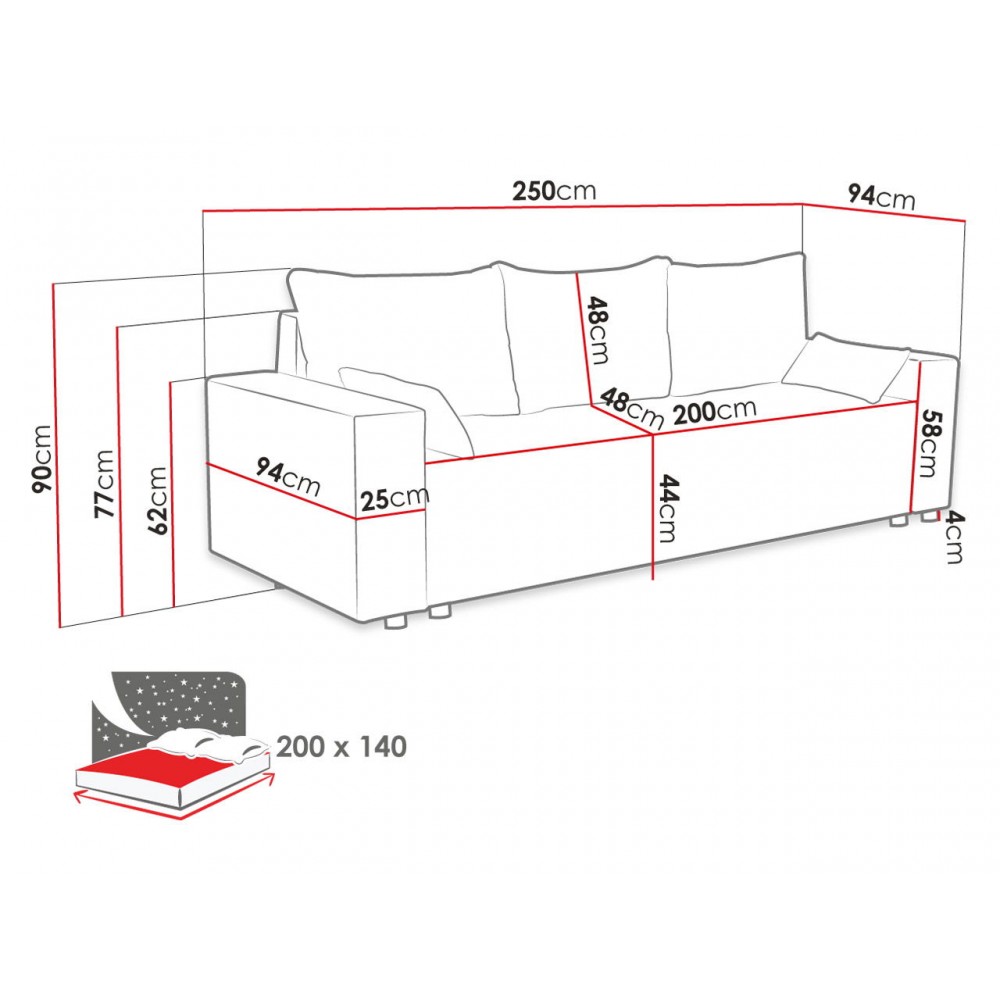 Καναπές Livorno τριθέσιος-Gkri