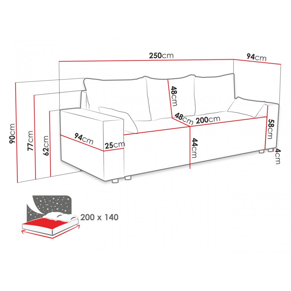 Καναπές Livorno τριθέσιος-Mple