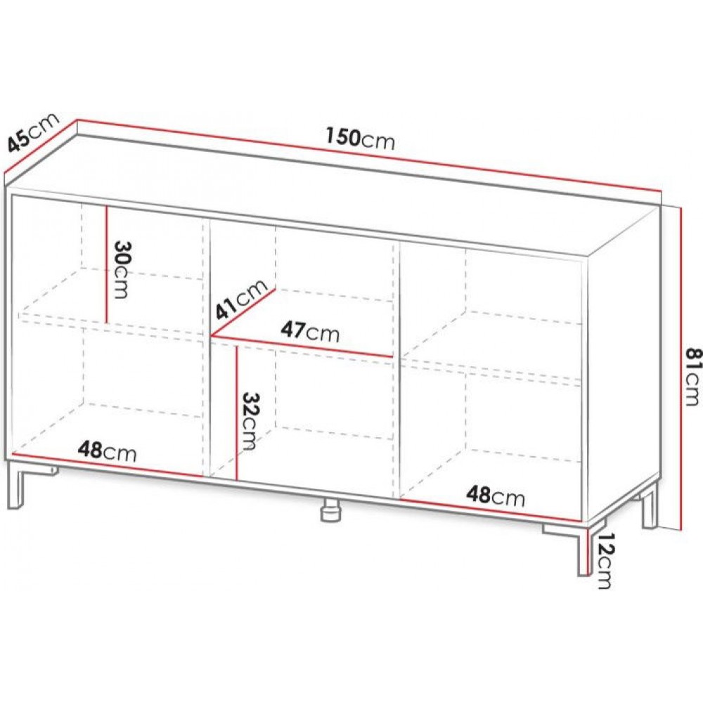 Μπουφές Marmo-Leuko Marmaro-Μήκος: 150 εκ.