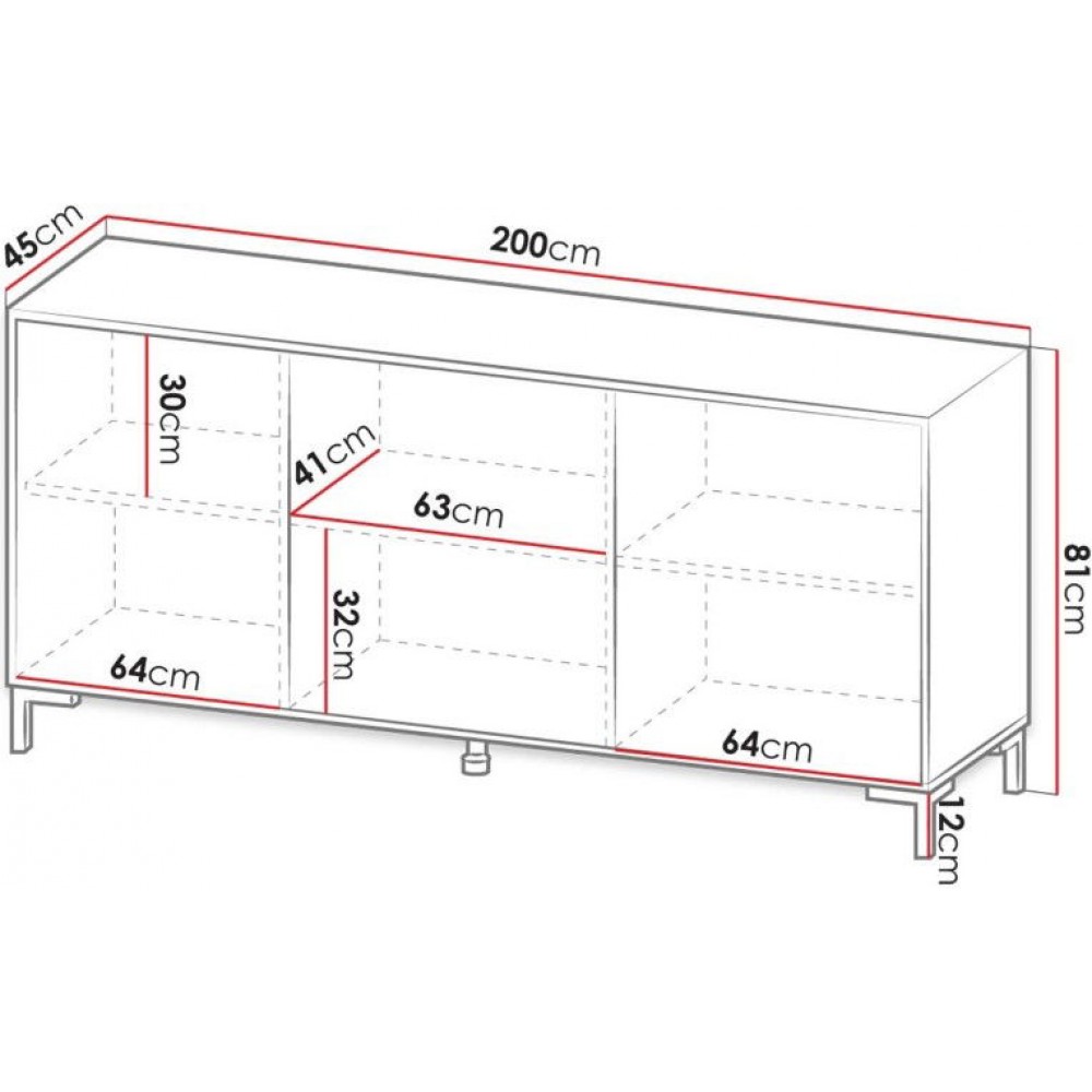 Μπουφές Marmo-Leuko Marmaro-Μήκος: 200 εκ.