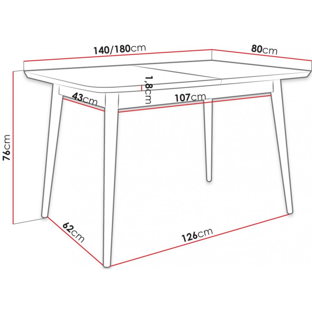 Τραπέζι Ines 140 επεκτεινόμενο 140x80x76