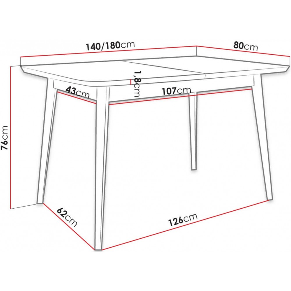 Τραπέζι Skandi 140 επεκτεινόμενο 140x80x76