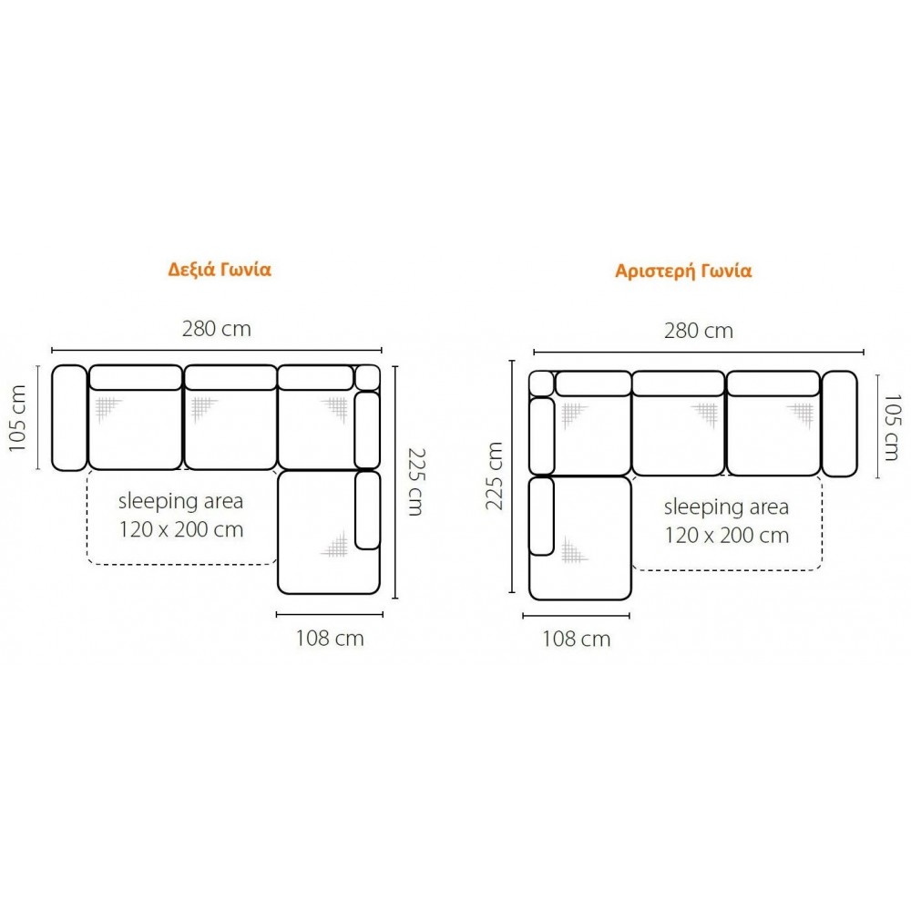 Γωνιακός καναπές Gemini-Αριστερά-Siel