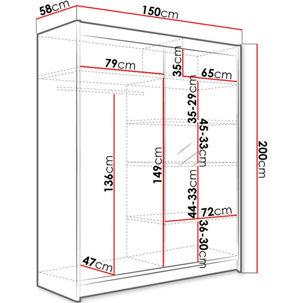 Ντουλάπα Camino Συρόμενη-Fusiko-Mavro