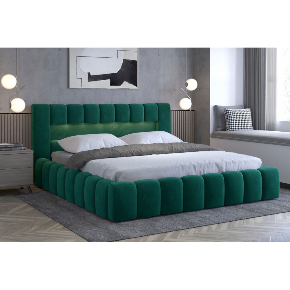 Επενδυμένο κρεβάτι Mercy-Prasino-140 x 200