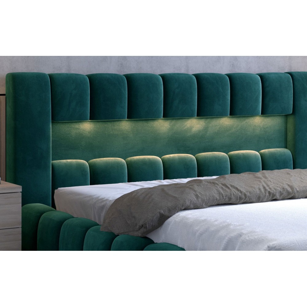 Επενδυμένο κρεβάτι Mercy-Prasino-140 x 200