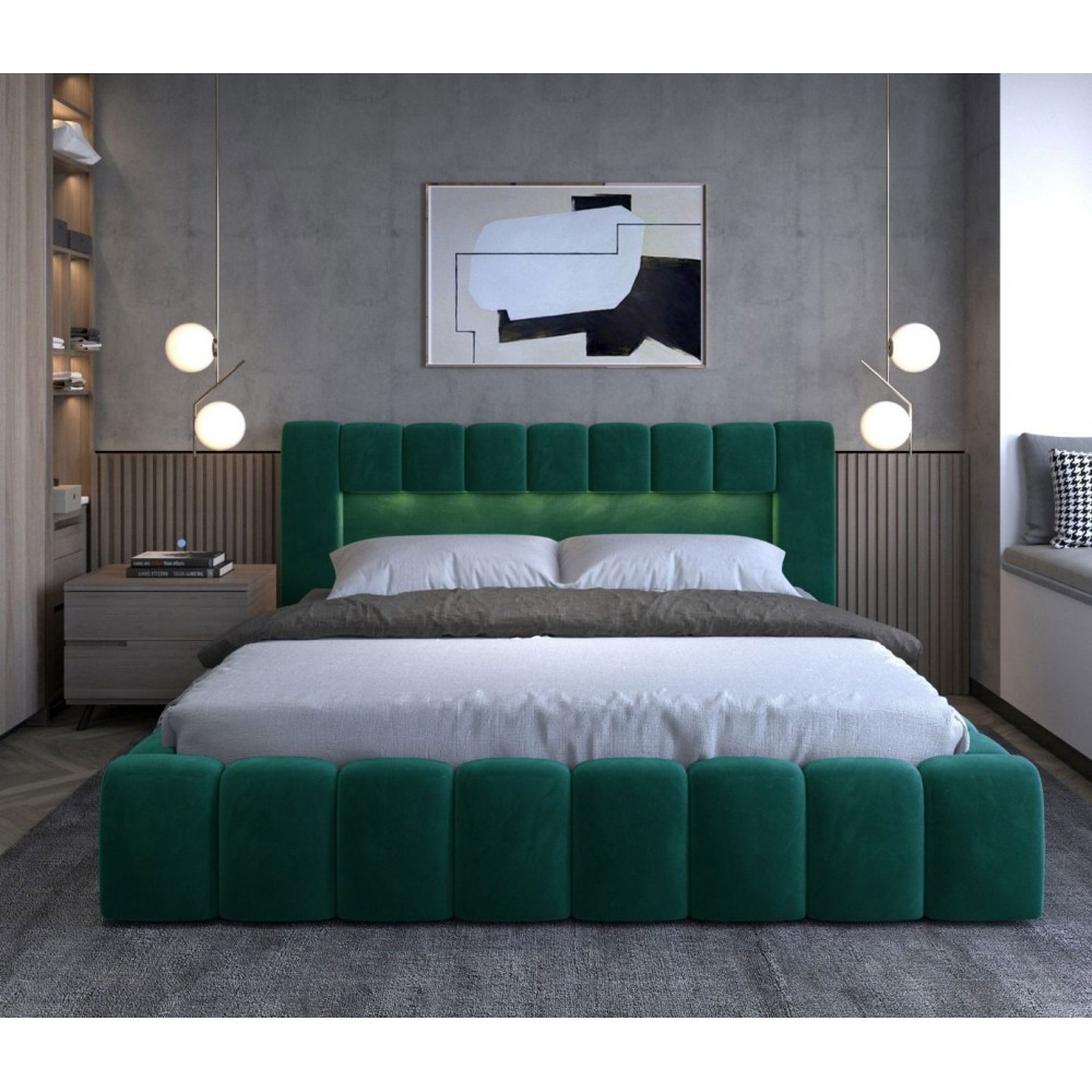 Επενδυμένο κρεβάτι Mercy-Prasino-140 x 200
