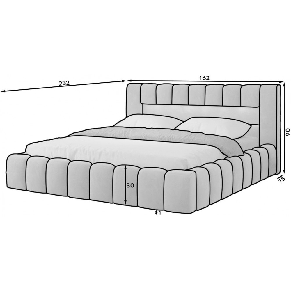 Επενδυμένο κρεβάτι Mercy-Gkri-140 x 200