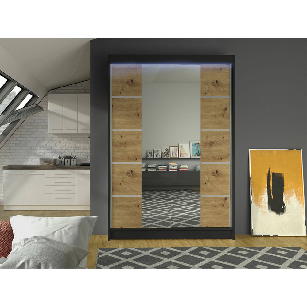 Ντουλάπα Lino V Συρόμενη-Fusiko-Mavro