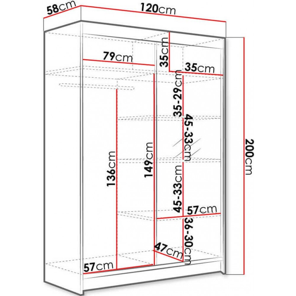 Ντουλάπα Lino V Συρόμενη-Fusiko-Mavro