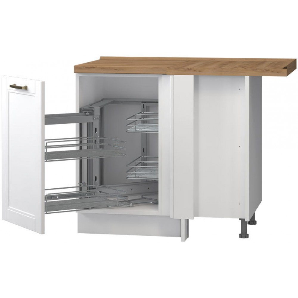 Επιδαπέδιο γωνιακό ντουλάπι Tahoma R-UG-1KMC-Λευκό ματ-Αριστερά