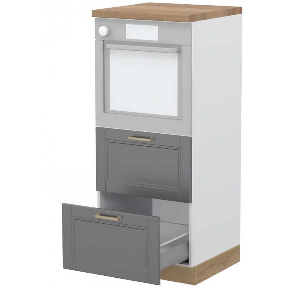 Επιδαπέδιο ντουλάπι φούρνου ψηλό Tahoma K14-60-2MB-Λευκό - Γραφίτης