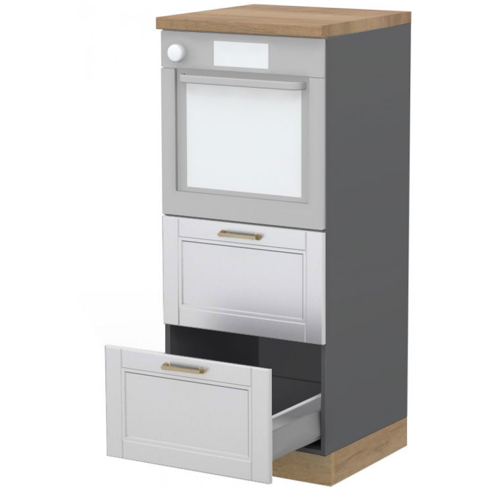 Επιδαπέδιο ντουλάπι φούρνου ψηλό Tahoma K14-60-2MB-Γραφίτης - Λευκό ματ