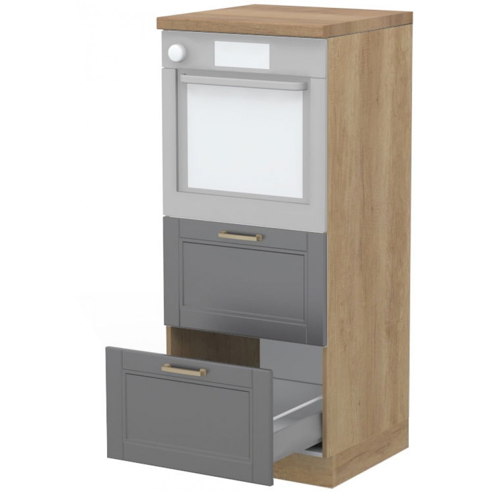 Επιδαπέδιο ντουλάπι φούρνου ψηλό Tahoma K14-60-2MB-Δρυς - Γραφίτης