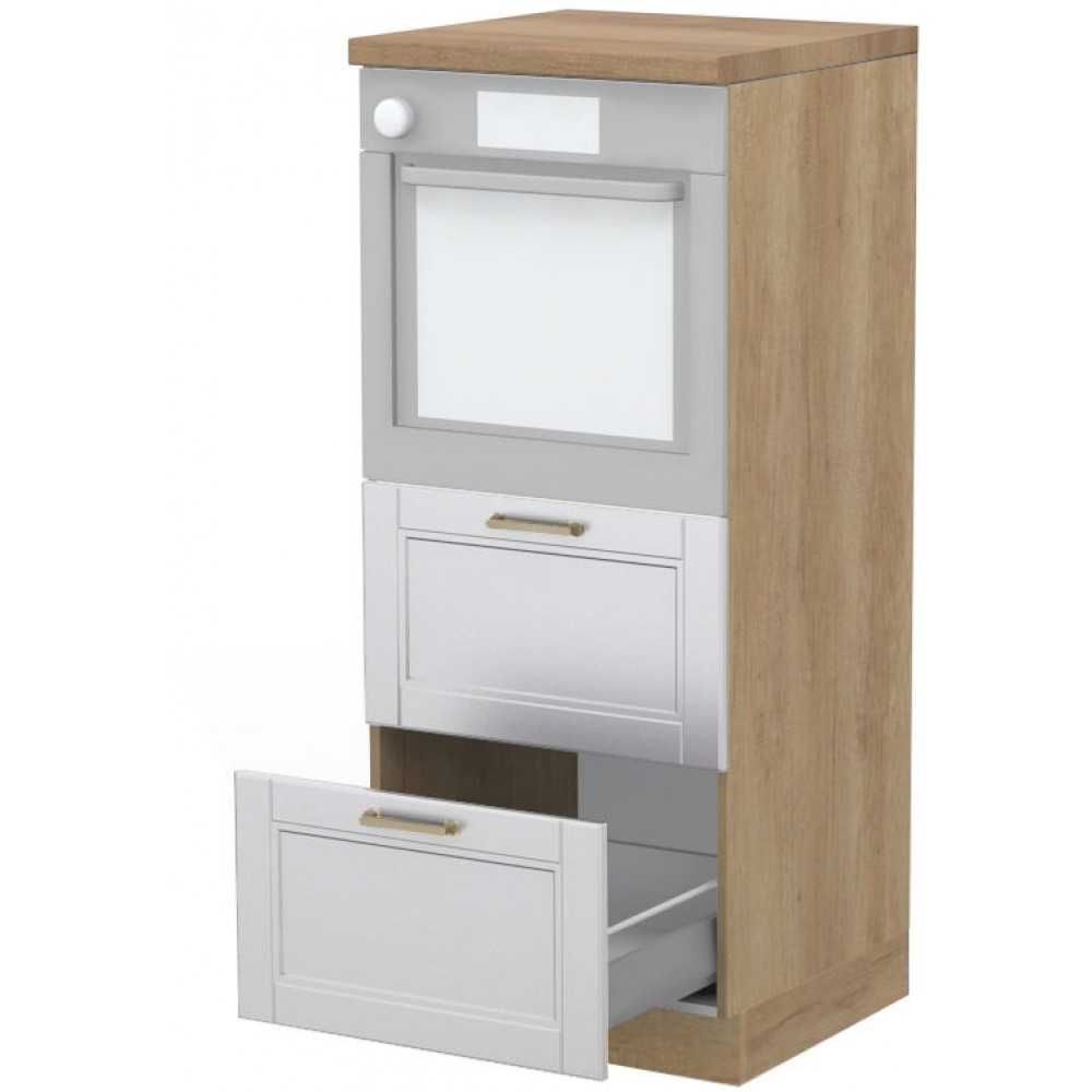 Επιδαπέδιο ντουλάπι φούρνου ψηλό Tahoma K14-60-2MB-Δρυς - Λευκό ματ