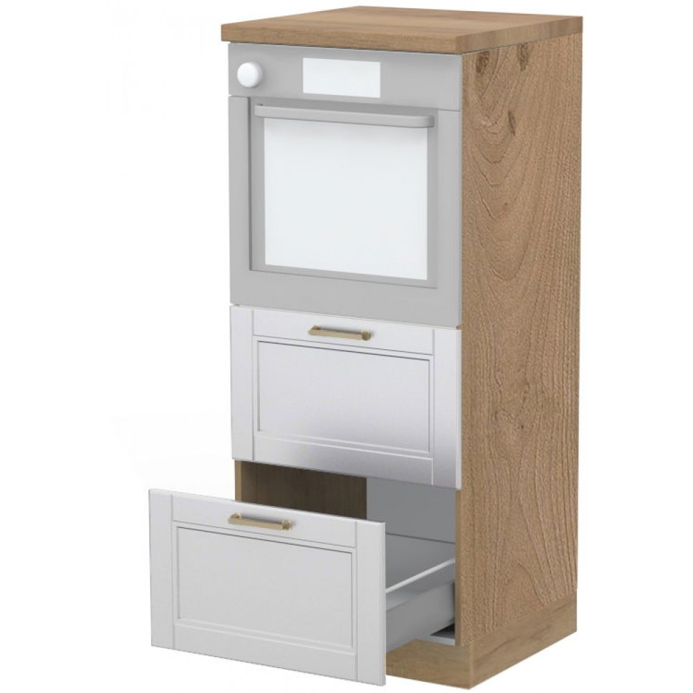 Επιδαπέδιο ντουλάπι φούρνου ψηλό Tahoma K14-60-2MB-Καρυδί - Λευκό ματ