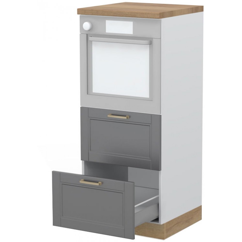 Επιδαπέδιο ντουλάπι φούρνου ψηλό Tahoma K14-60-2MB-Λευκό ματ - Γραφίτης