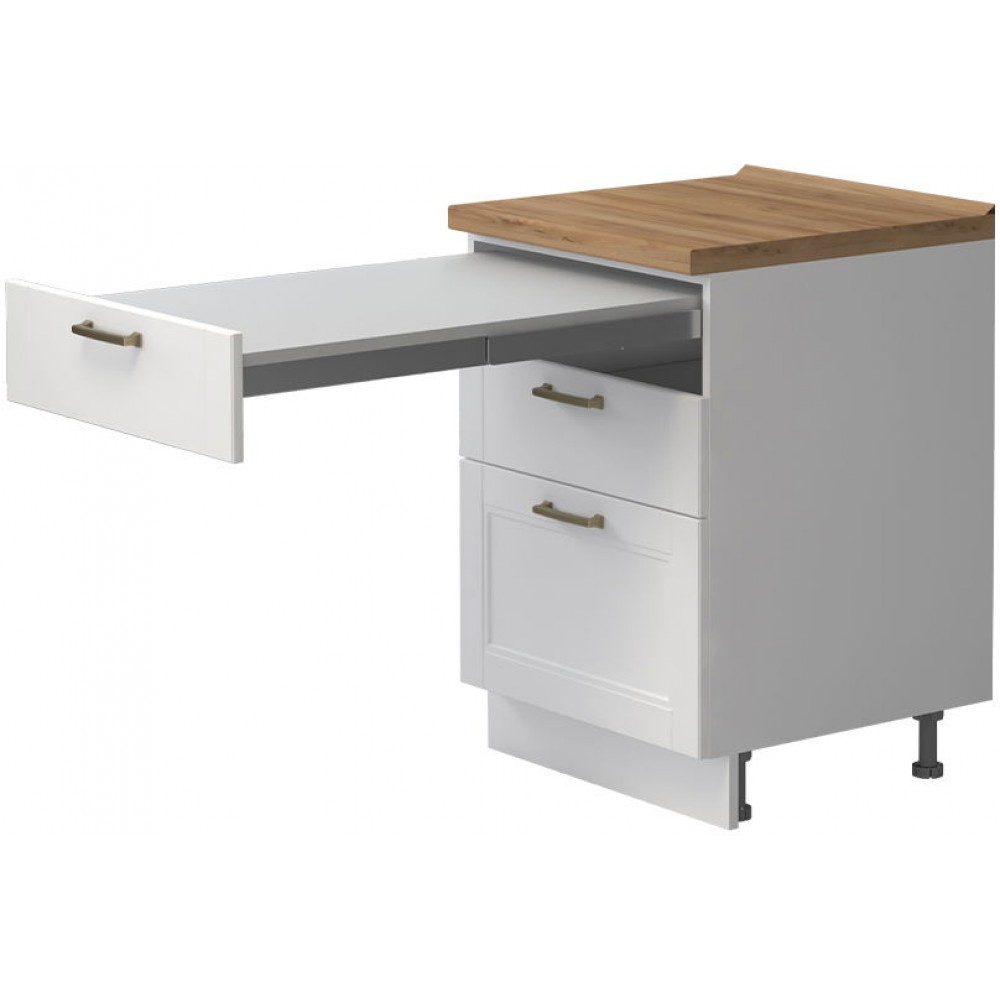 Επιδαπέδιο ντουλάπι Tahoma R-60-3FS με επεκτεινόμενο τραπέζι-Λευκό ματ