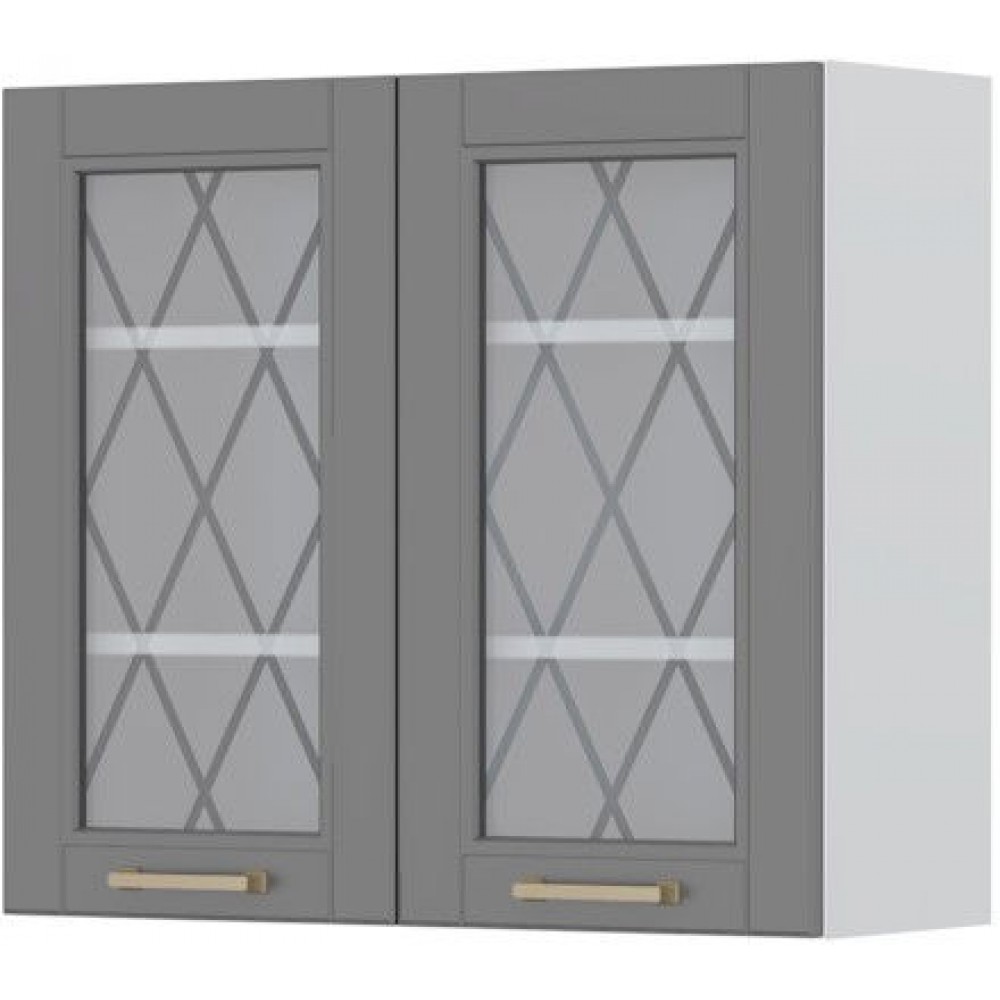 Ντουλάπι κρεμαστό Tahoma V7-80-2KS με βιτρίνα-Γραφίτης