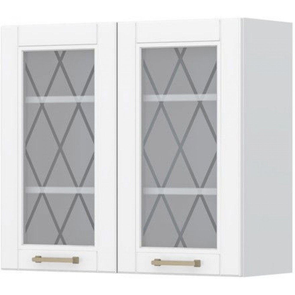 Ντουλάπι κρεμαστό Tahoma V7-80-2KS με βιτρίνα-Λευκό ματ