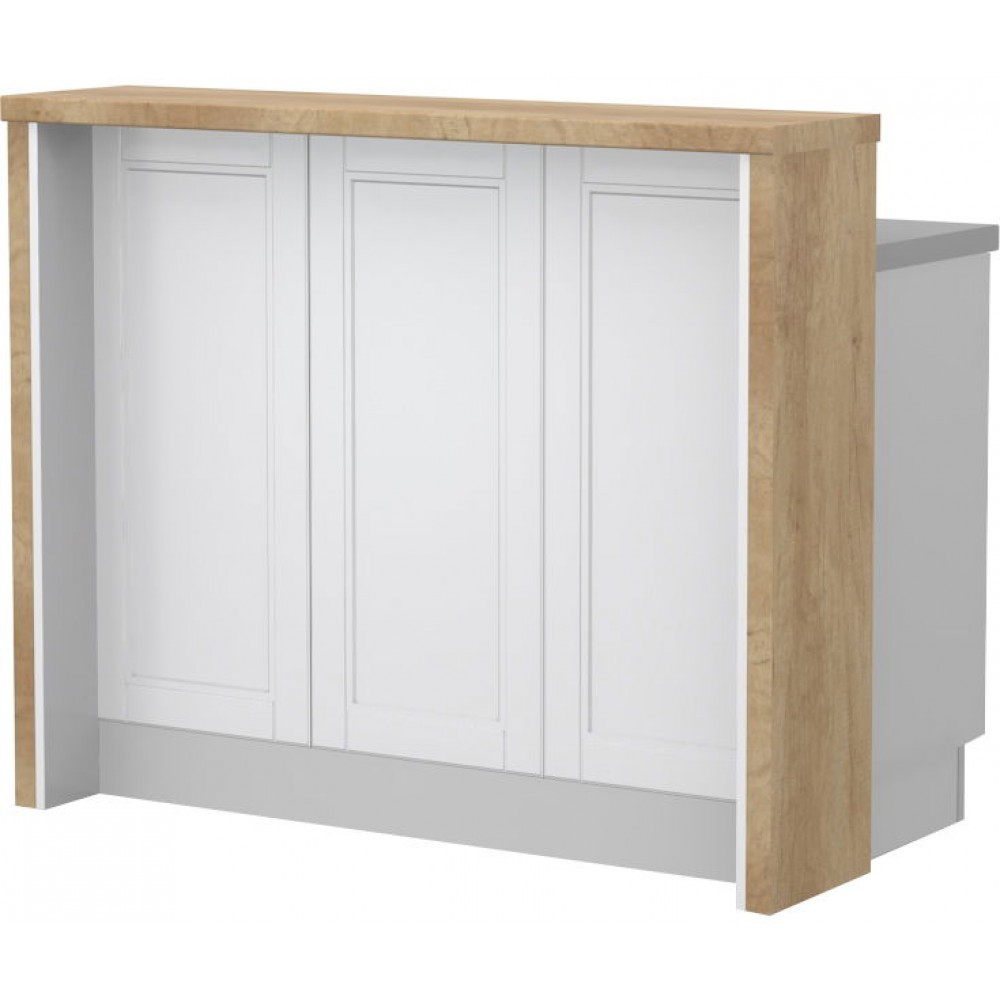 Πάγκος νησίδας Tahoma-Μήκος: 120 εκ.-Λευκό ματ-Nebraska Oak