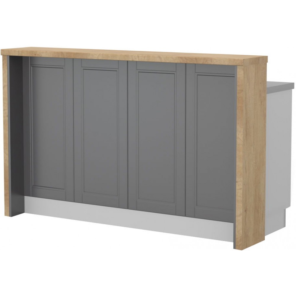 Πάγκος νησίδας Tahoma-Μήκος: 160 εκ.-Γραφίτης-Nebraska Oak