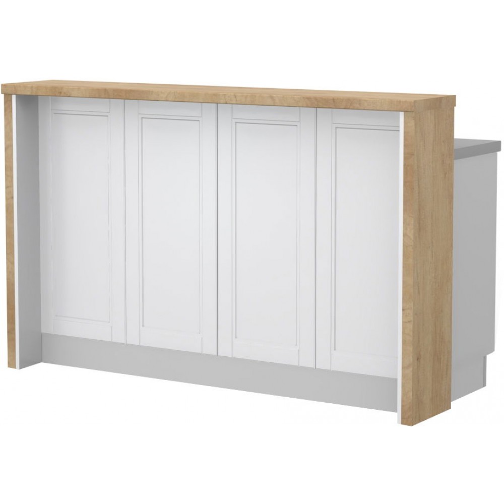 Πάγκος νησίδας Tahoma-Μήκος: 160 εκ.-Λευκό ματ-Nebraska Oak