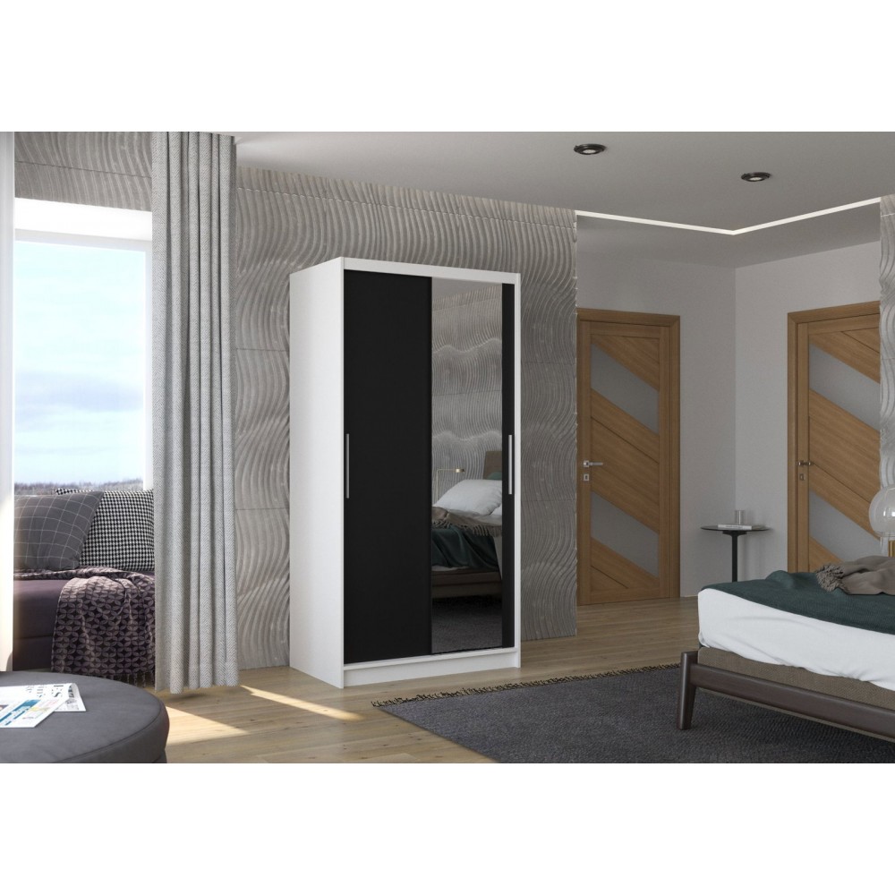 Ντουλάπα Condra 100 συρόμενη-Leuko-Mauro 100x58x200