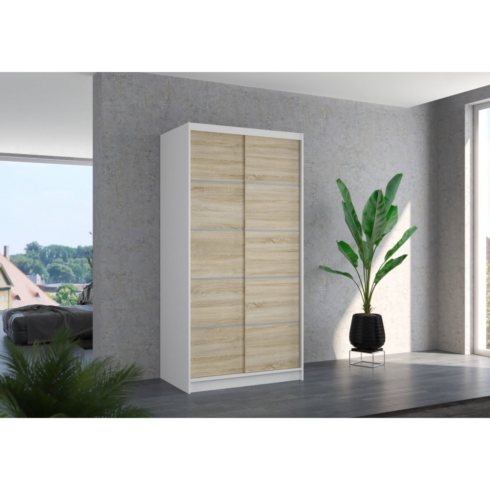 Ντουλάπα Frule 100 συρόμενη-Leuko Fusiko 100x58x200
