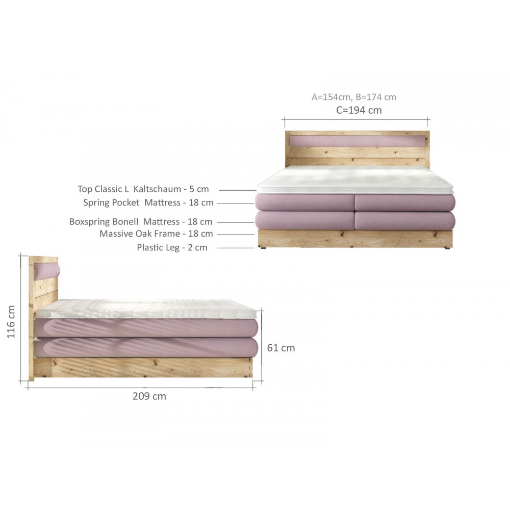 Επενδυμένο κρεβάτι Nord με στρώμα και ανώστρωμα-Mporntw-140 x 200