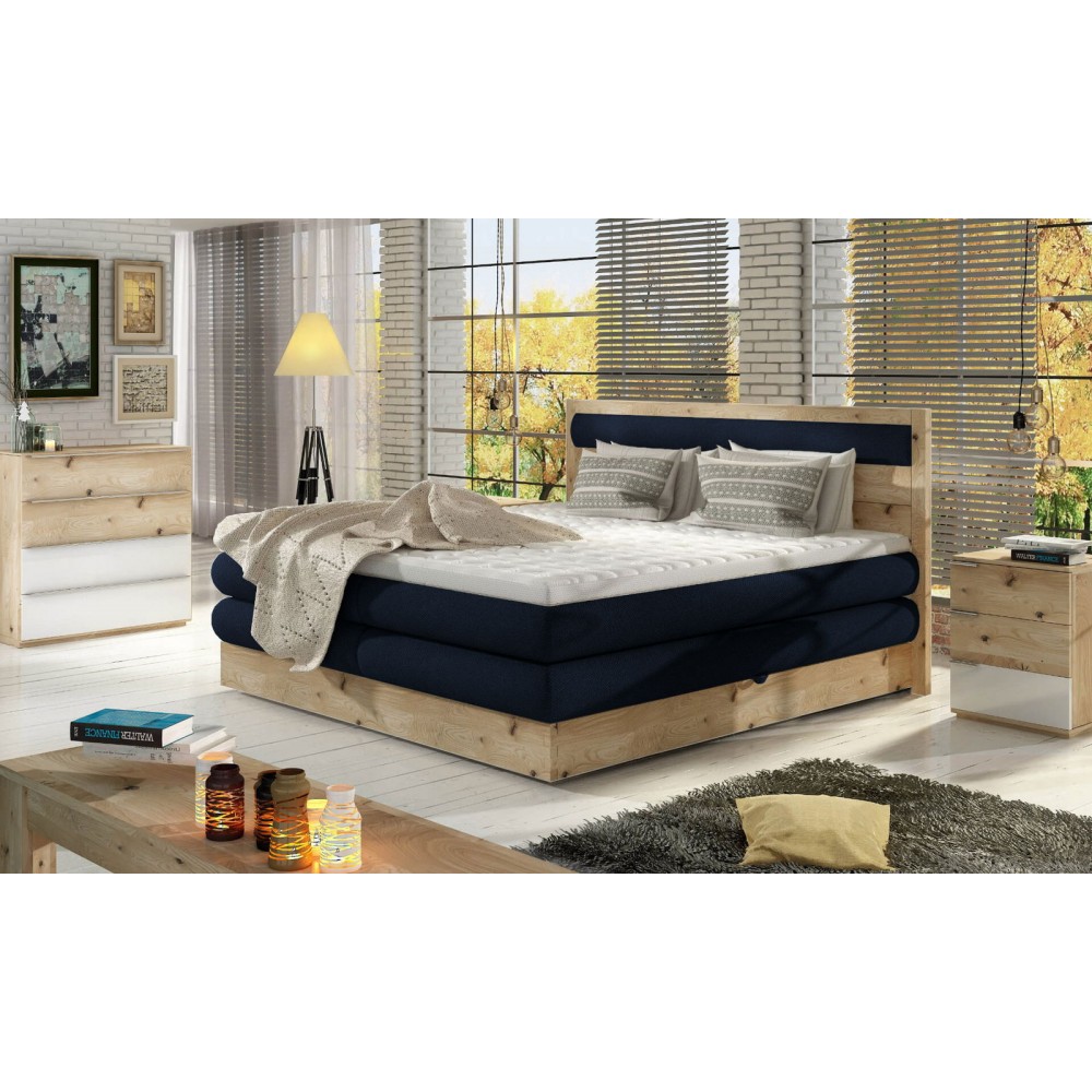 Επενδυμένο κρεβάτι Nord με στρώμα και ανώστρωμα-Mple-140 x 200