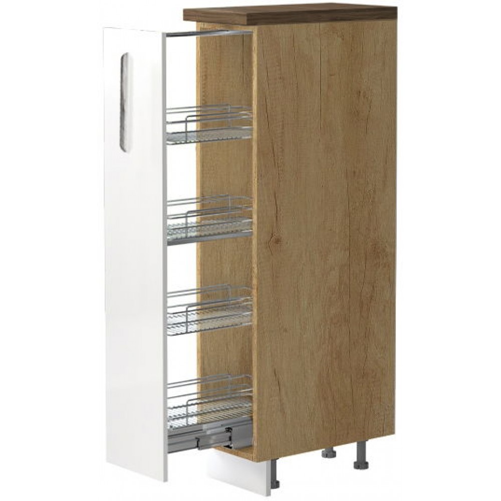 Επιδαπέδιο ντουλάπι ψηλό Raval K14-30-1KZ-Δρυς - Λευκό γυαλιστερό