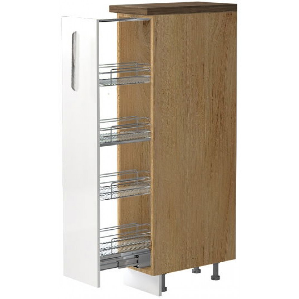 Επιδαπέδιο ντουλάπι ψηλό Raval K14-30-1KZ-Καρυδί - Λευκό γυαλιστερό