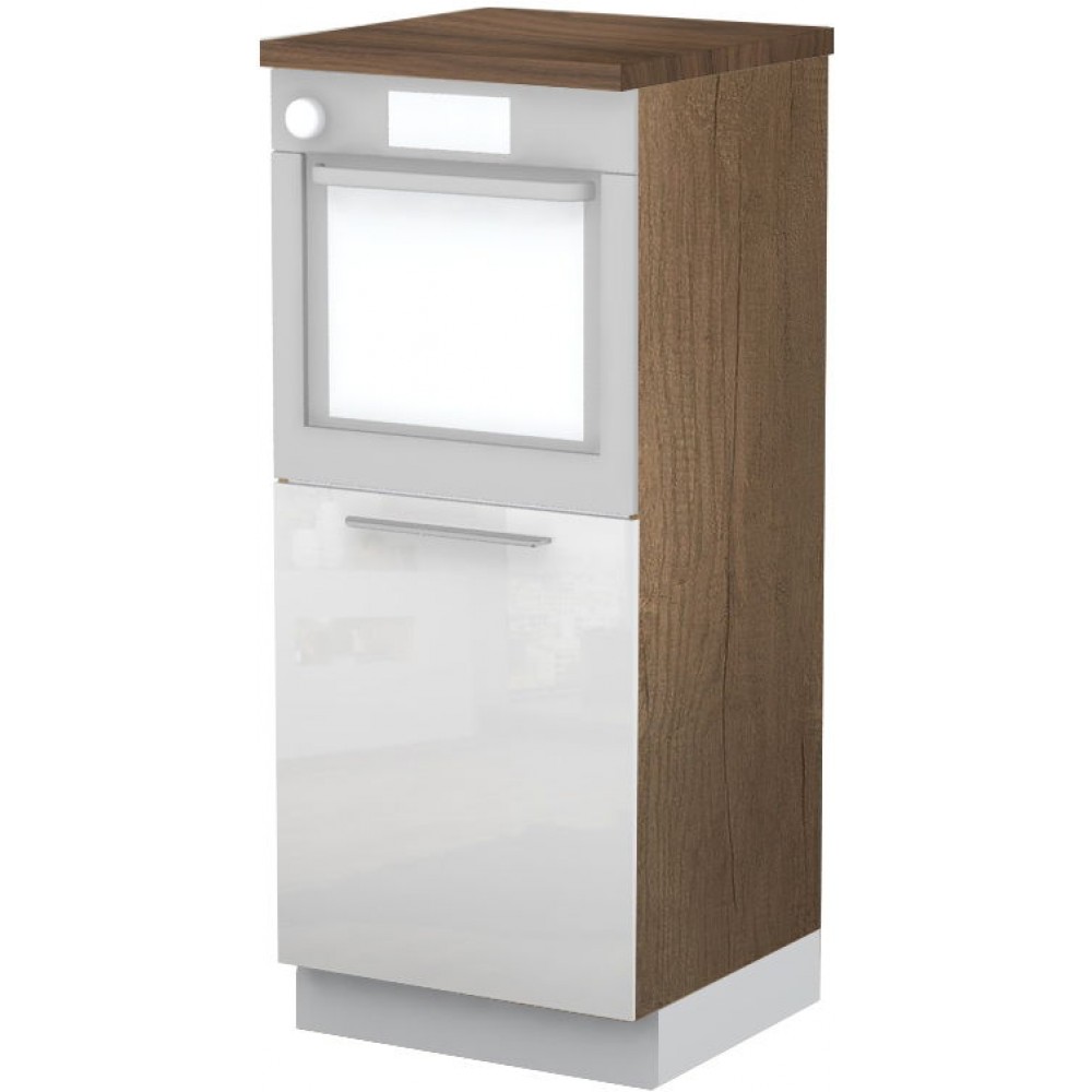 Επιδαπέδιο ντουλάπι φούρνου ψηλό Raval K14-60-1KR-Φυσικό σκούρο - Λευκό γυαλιστερό