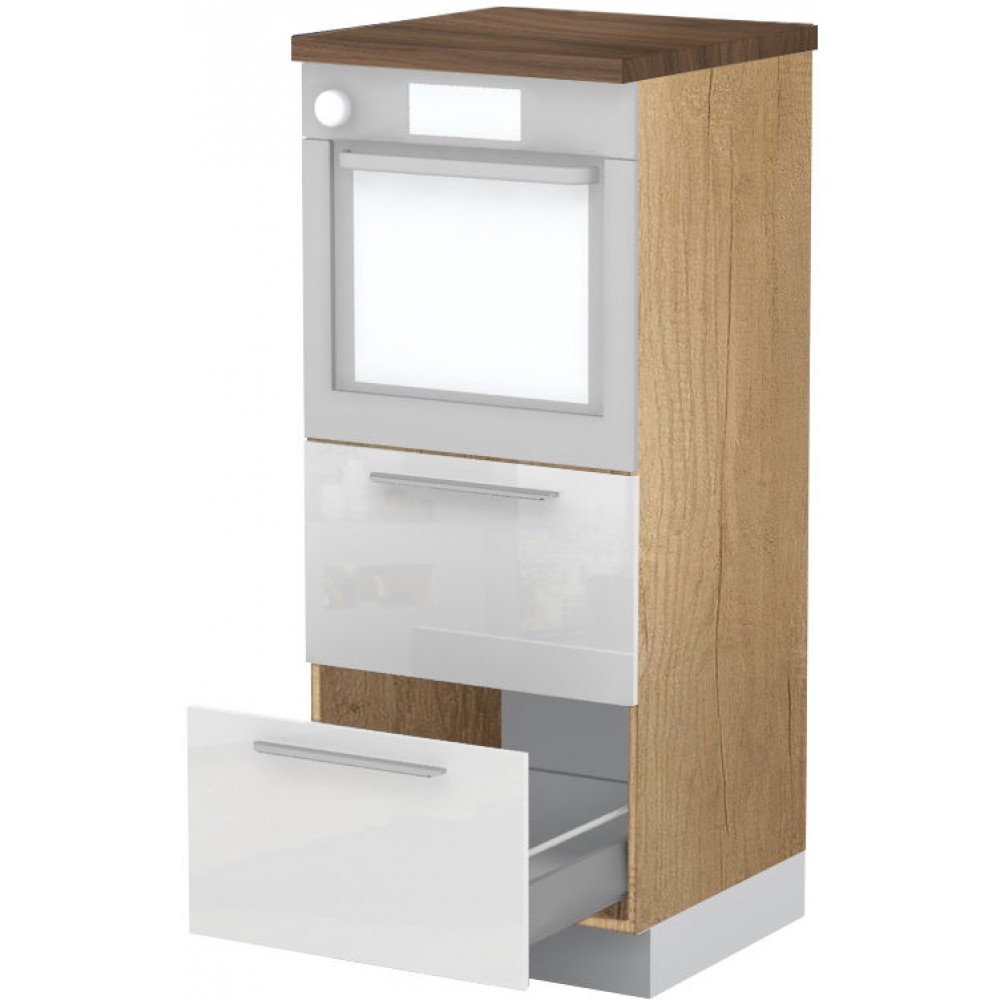 Επιδαπέδιο ντουλάπι φούρνου ψηλό Raval K14-60-2MB-Φυσικό - Λευκό γυαλιστερό