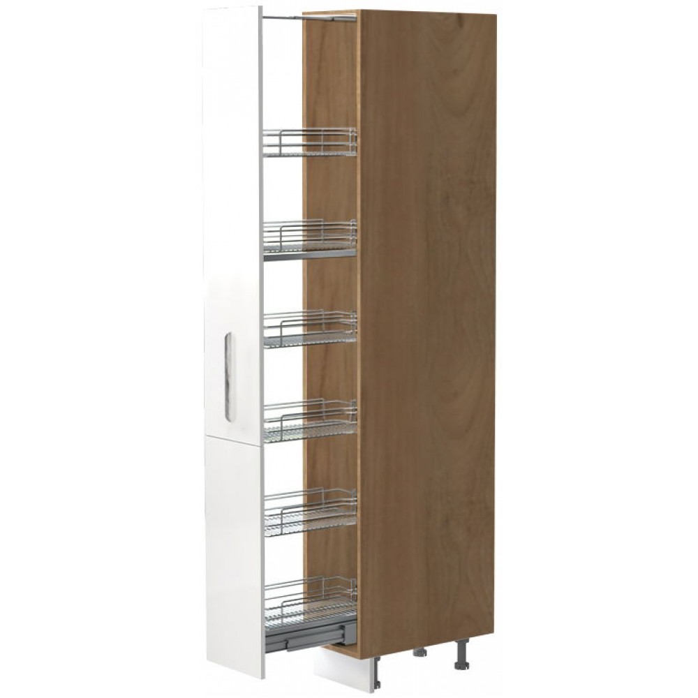 Επιδαπέδιο ντουλάπι ψηλό Raval K21-30-1KZ-Καρυδί - Λευκό γυαλιστερό