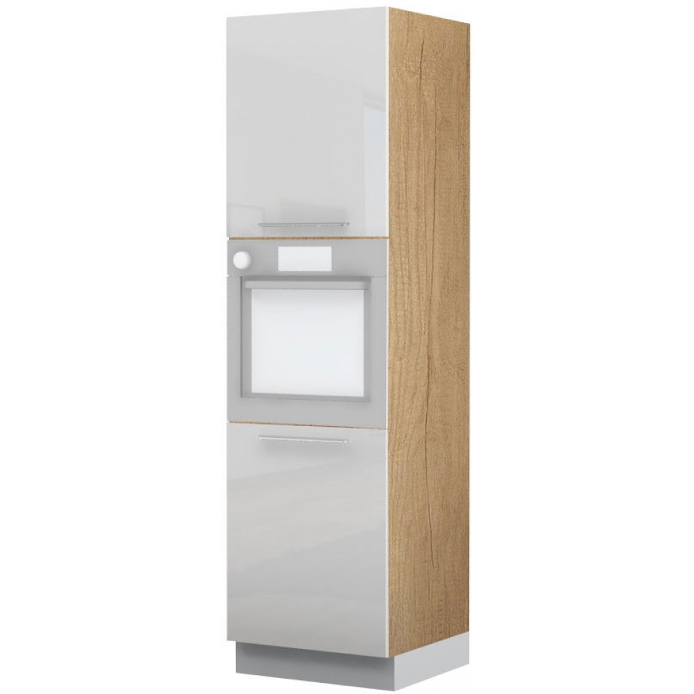 Επιδαπέδιο ντουλάπι φούρνου ψηλό Raval K21-60-2KR-Φυσικό - Λευκό γυαλιστερό