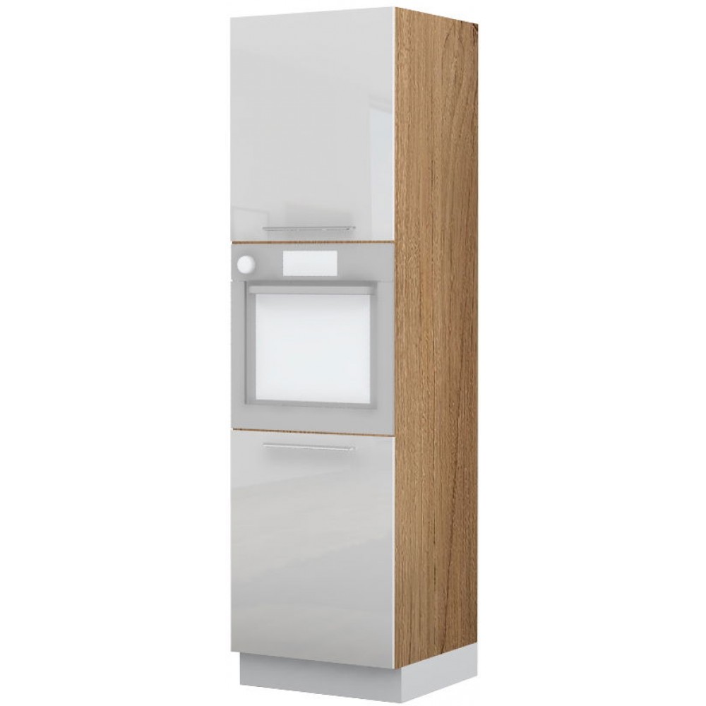 Επιδαπέδιο ντουλάπι φούρνου ψηλό Raval K21-60-2KR-Καρυδί - Λευκό γυαλιστερό