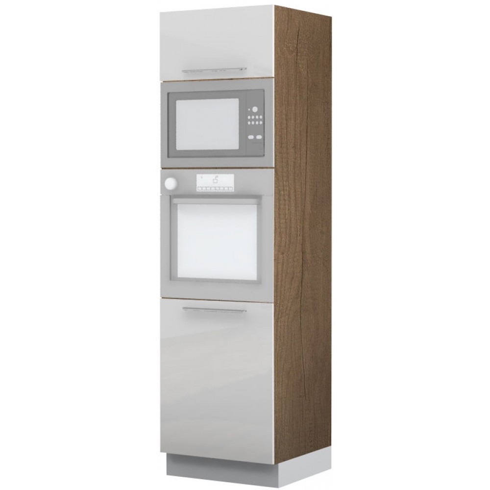 Επιδαπέδιο ντουλάπι φούρνου ψηλό Raval K21-60-RM-Φυσικό σκούρο - Λευκό γυαλιστερό
