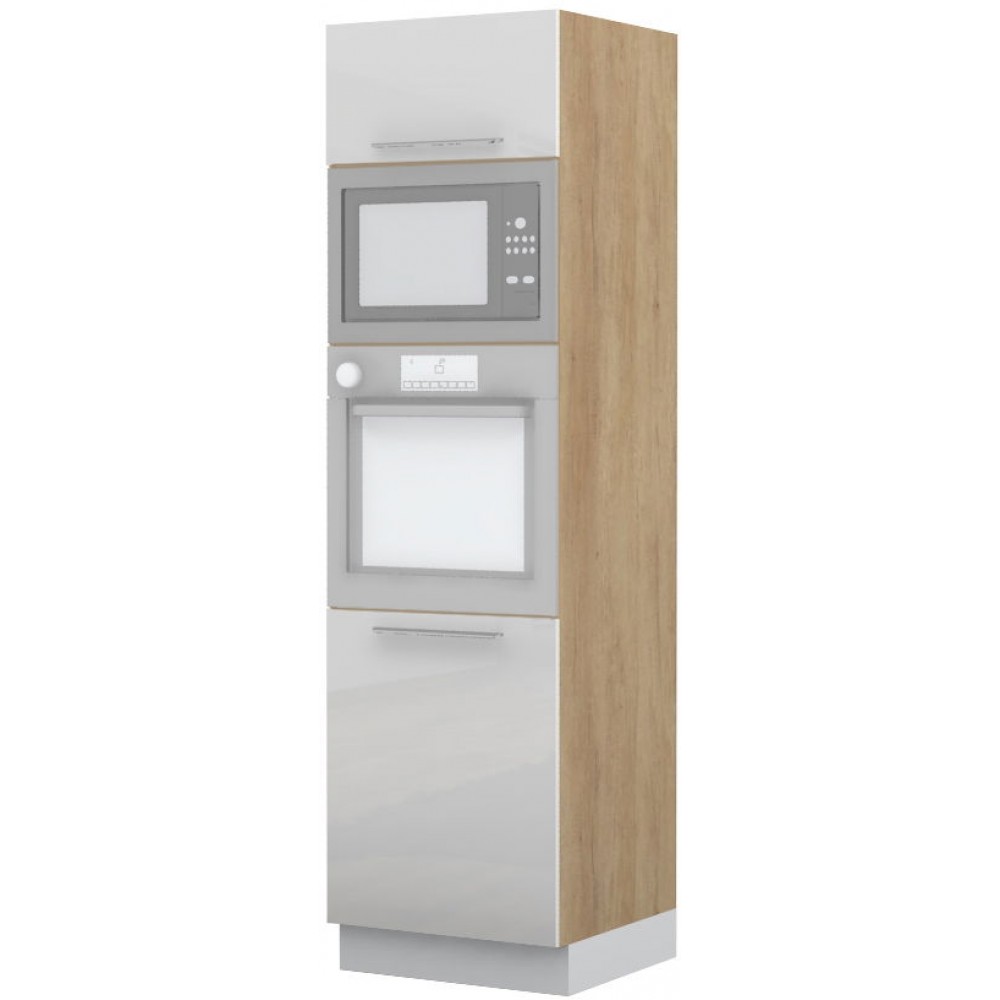 Επιδαπέδιο ντουλάπι φούρνου ψηλό Raval K21-60-RM-Δρυς - Λευκό γυαλιστερό