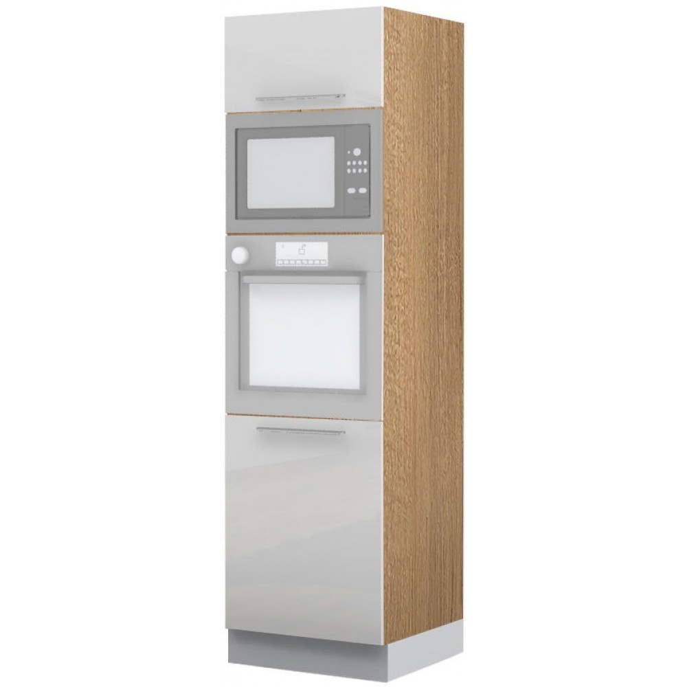 Επιδαπέδιο ντουλάπι φούρνου ψηλό Raval K21-60-RM-Καρυδί - Λευκό γυαλιστερό