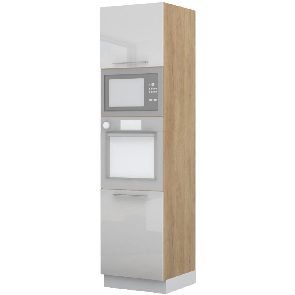 Επιδαπέδιο ντουλάπι φούρνου ψηλό Raval K23-60-RM-Δρυς - Λευκό γυαλιστερό