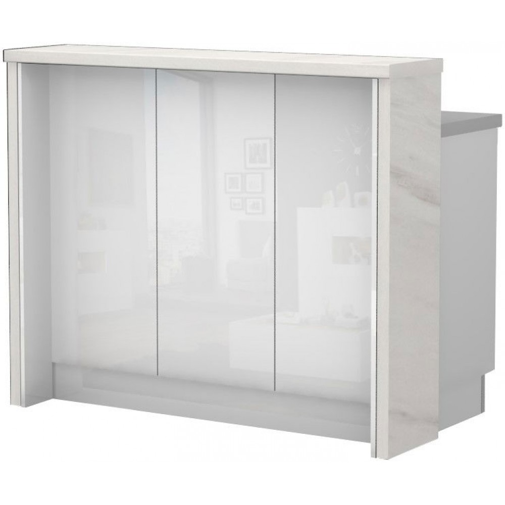 Πάγκος νησίδας Raval-Μήκος: 120 εκ.-Λευκό γυαλιστερό-White Marble