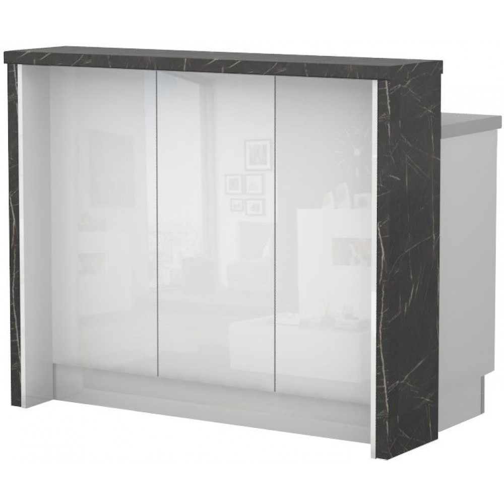 Πάγκος νησίδας Raval-Μήκος: 120 εκ.-Λευκό γυαλιστερό-Black Stone