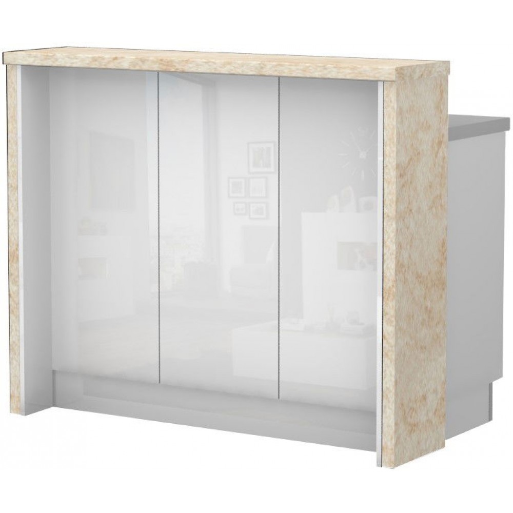 Πάγκος νησίδας Raval-Μήκος: 120 εκ.-Λευκό γυαλιστερό-Latino Marble